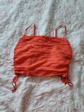 Urban Outfitters Orange Ruched Cropped Tank